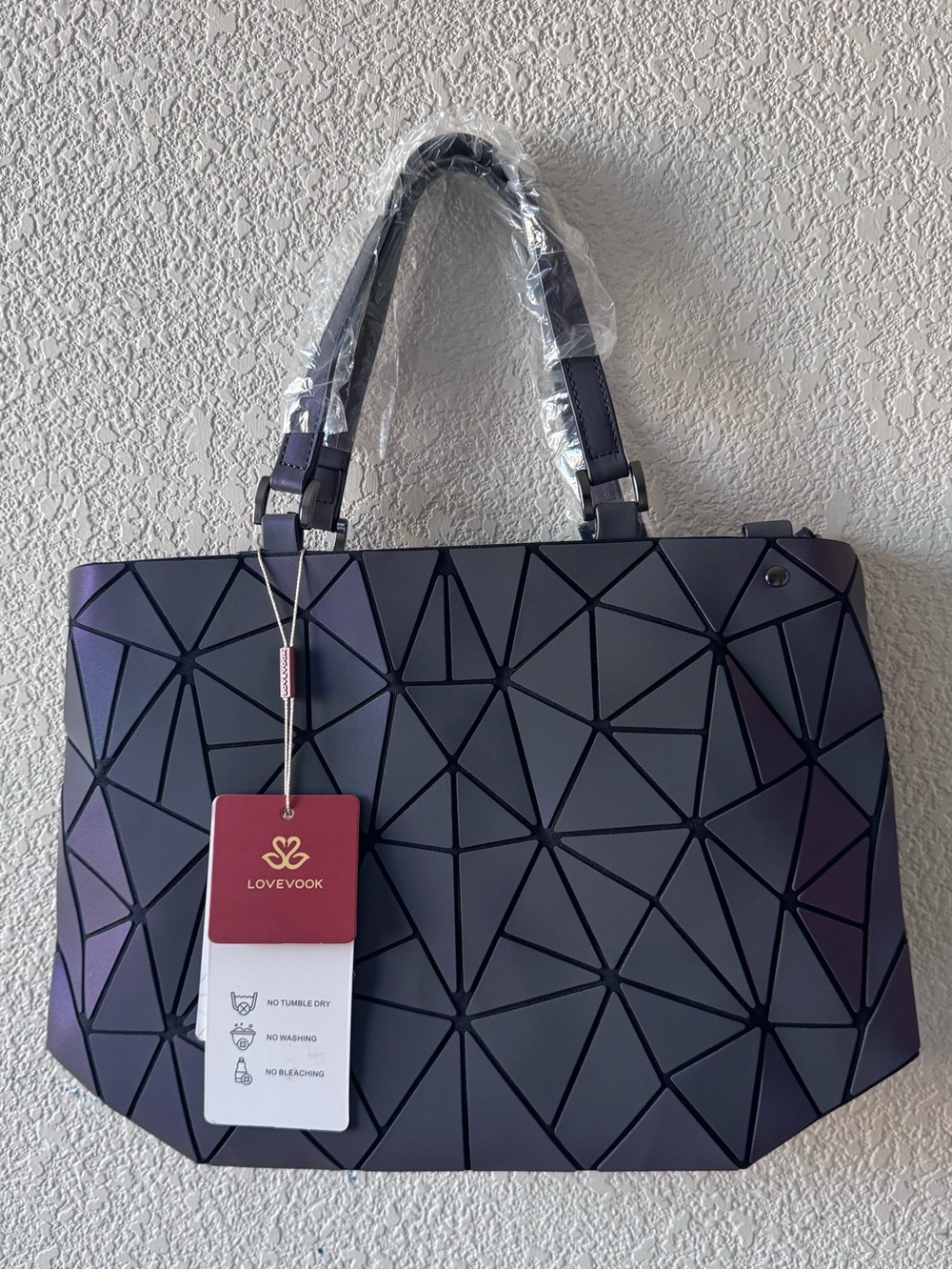 LOVEVOOK Purple Geometric Tote Bag